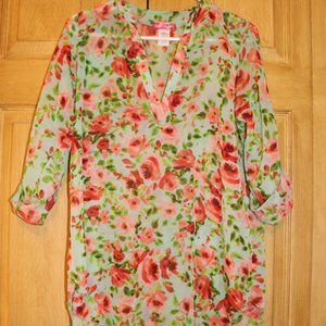 Body Central sheer floral blouse
